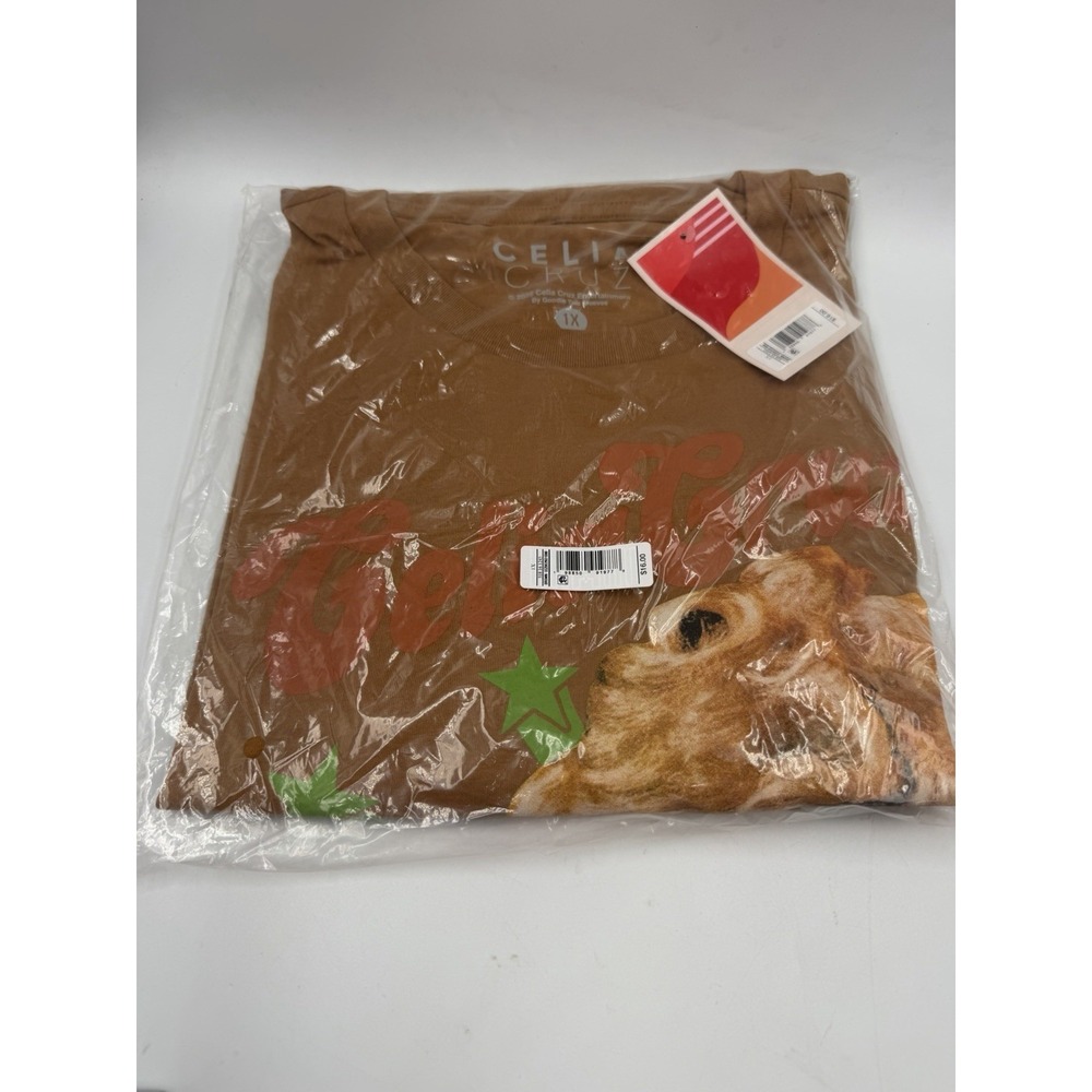 NEW In Package Celia Cruz Adult Unisex Graphic T-Shirt Brown Size 1X - Picture 4 of 7